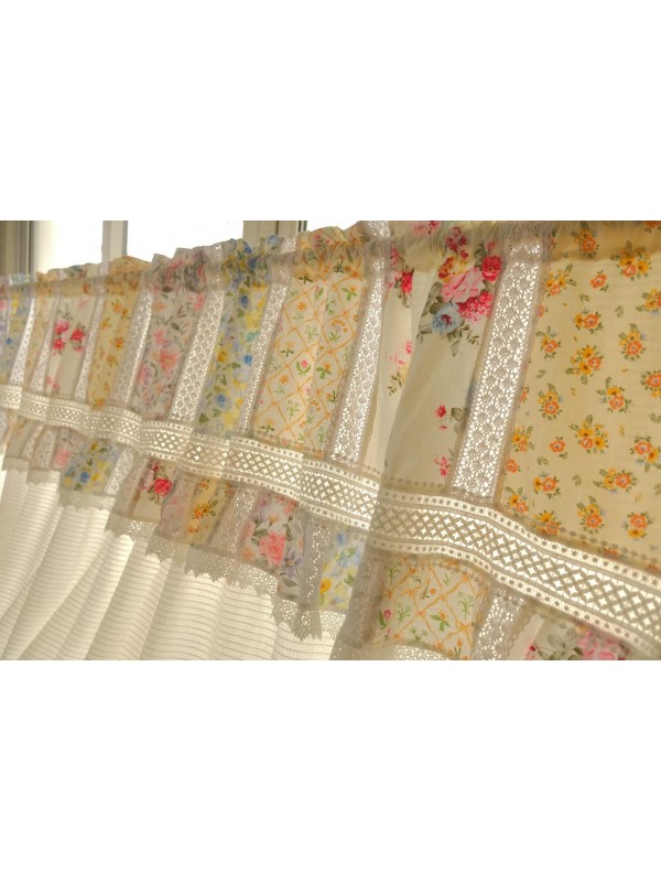 Patchwork ruffled lace curtain valance