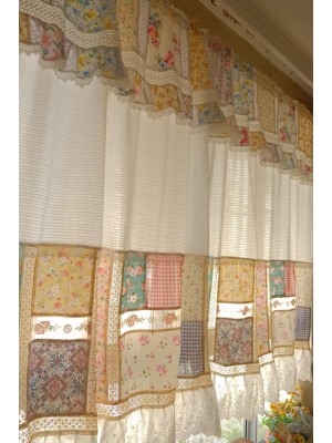 Patchwork ruffled lace curtain valance