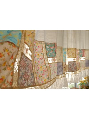 Patchwork ruffled lace curtain valance