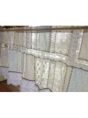 Green patchwork lace curtains