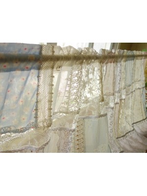 Green patchwork lace curtains