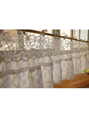 Vintage beautiful white lace curtain valance