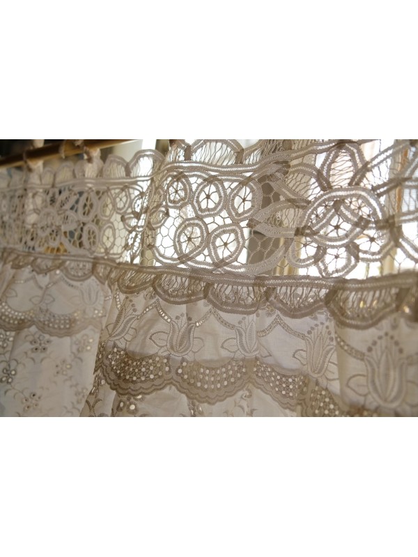 Vintage beautiful white lace curtain valance