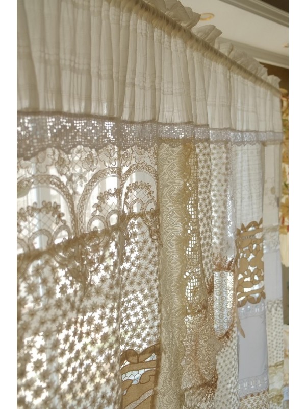 Floral pattern white lace curtains