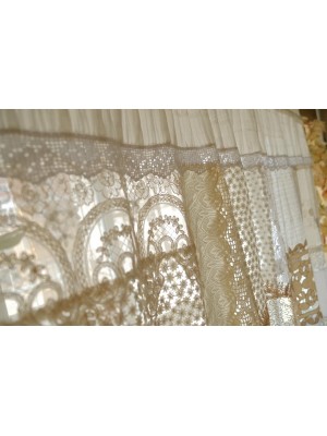 Floral pattern white lace curtains
