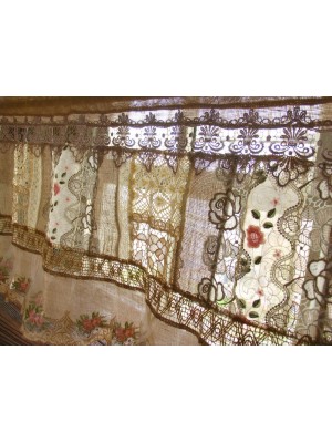 Bohemian Lace Burlap Patchwork Curtains