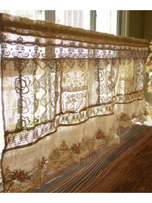 Bohemian Lace Burlap Patchwork Curtains
