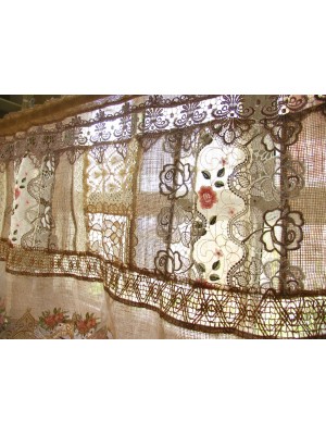 Bohemian Lace Burlap Patchwork Curtains